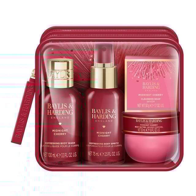 Baylis & Harding Midnight Cherry Travel Bag Gift Set 275 ml