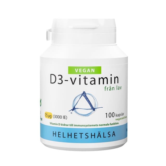 Helhetshälsa D3 Vitamin från lav 75 µg 100 kapslar
