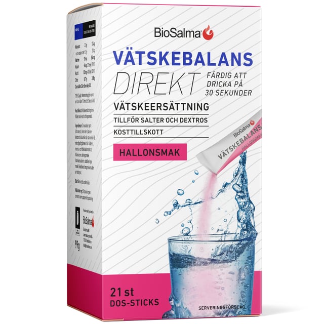 BioSalma Vätskebalans Direkt Hallon 21 dos-sticks