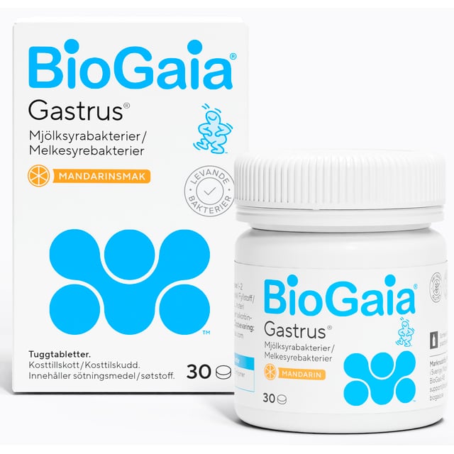 BioGaia Gastrus Mjölksyrabakterier Mandarin 30 tuggtabletter