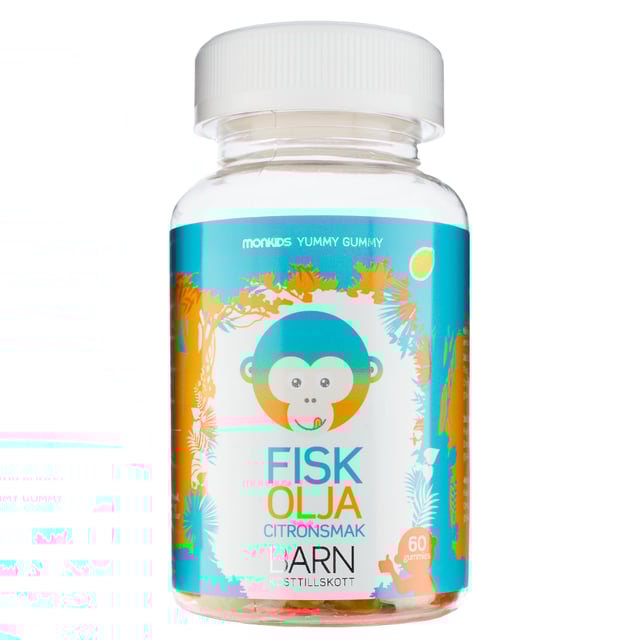 Monkids Fiskolja Barn Citron 60 tuggtabletter