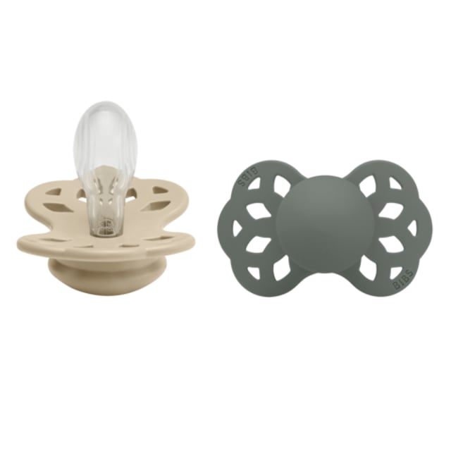 BIBS Pacifier Infinity Symmetrical Silicone 6+ månader Size 2 Vanilla/Pine 2 st