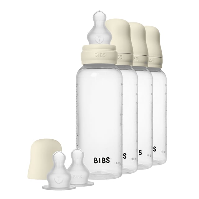 BIBS Baby Bottle Round Silicone Ivory 270 ml 4 st
