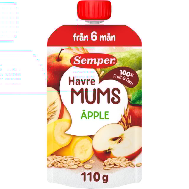 Semper Havremums Klämmis Äpple från 6 månader 110 g