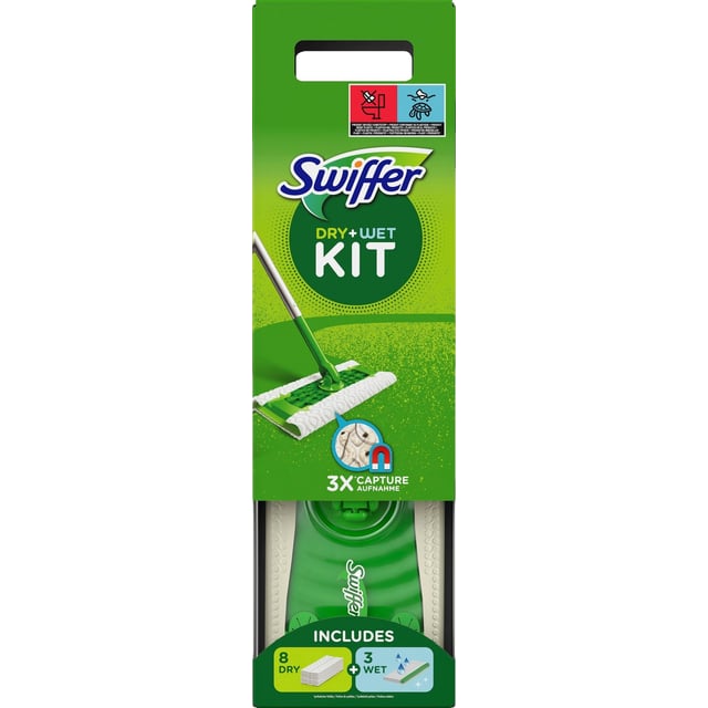 Swiffer Sweeper Startkit 1 mopp, 8 torra rengöringsdukar & 3 fuktiga golvdukar