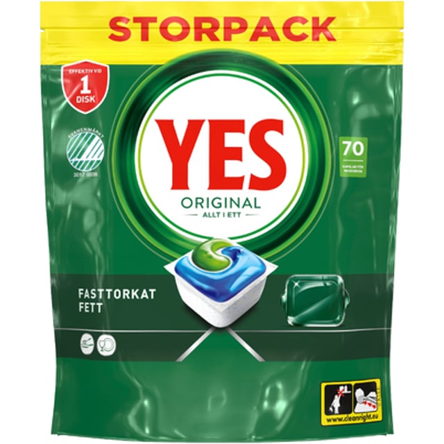 Yes Original All In One Maskindiskmedel, 70 Diskmaskintabletter