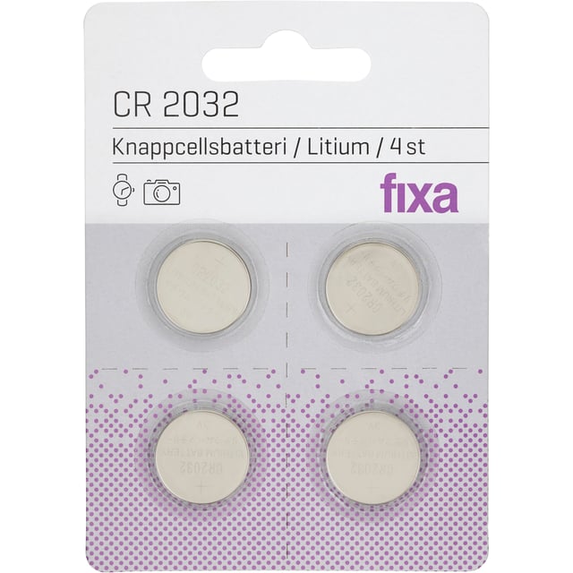 Fixa Knappcellsbatterier 2032 4 st