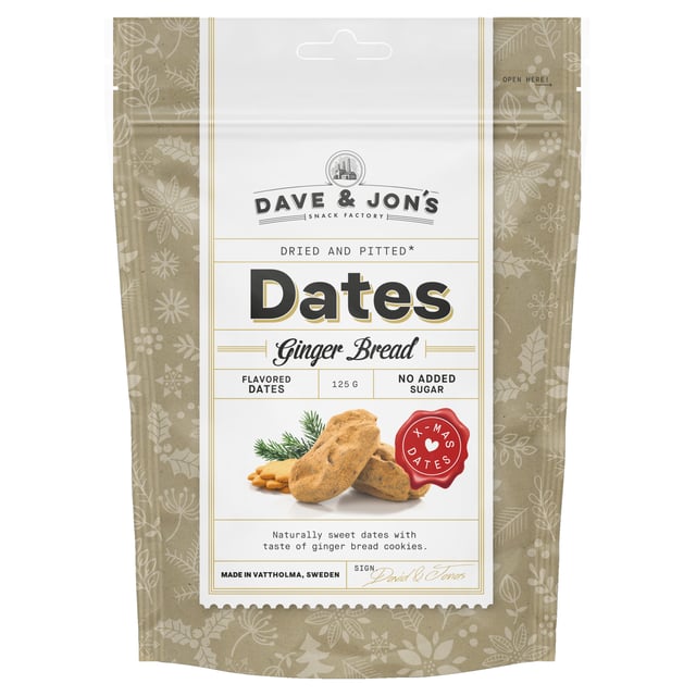 Dave & Jon´s Dadlar Pepparkaka 125 g