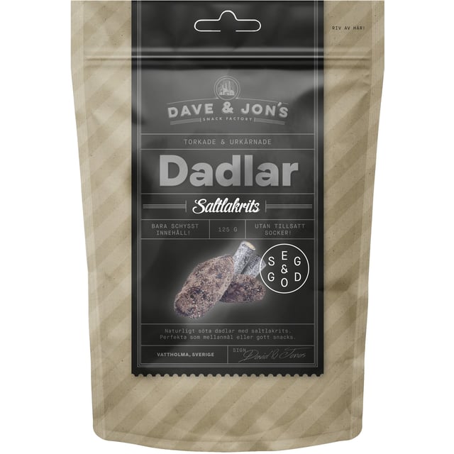 Dave & Jon´s Dadlar Saltlakrits 125 g