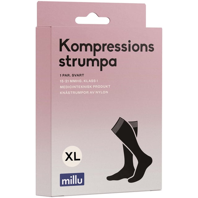 Millu Kompressionsstrumpa Nylon Svart XL