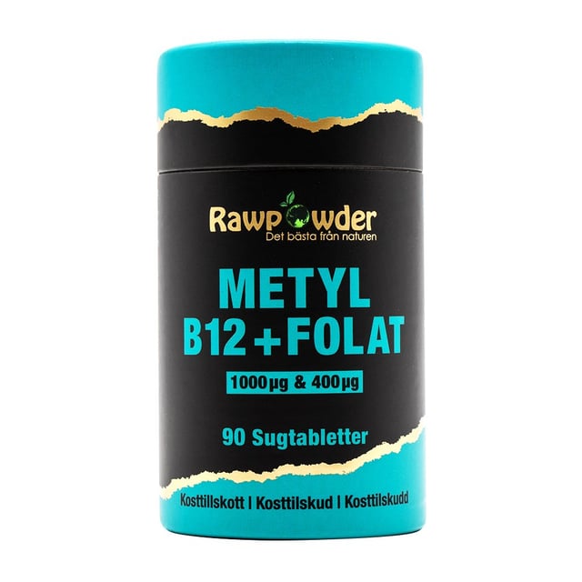 Rawpowder Metyl B12 1000μg + Folat 400μg 90 Sugtabletter