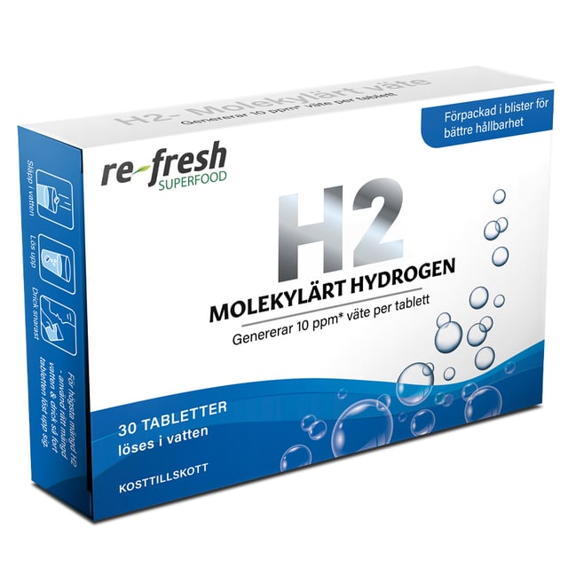 Re-fresh Superfood H2 Molekylärt Väte 30 tabletter