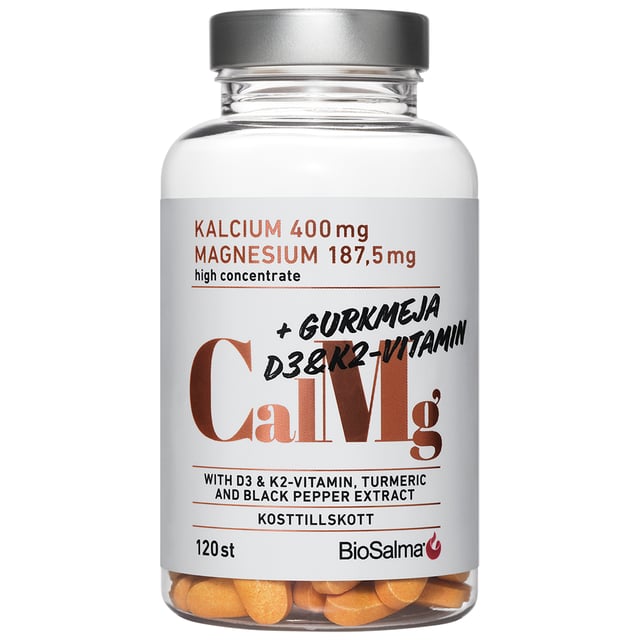 BioSalma Kalcium & Magnesium + Gurkmeja, D3 & K2 120 tabletter
