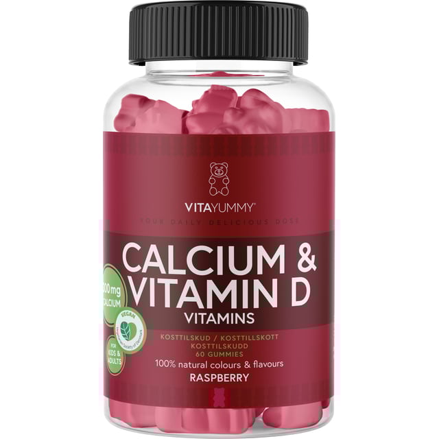 VitaYummy Calcium & Vitamin-D Raspberry 60 tuggtabletter