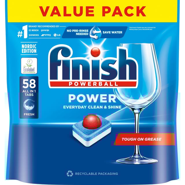 Finish Power All in One Maskindisktabletter 58 st