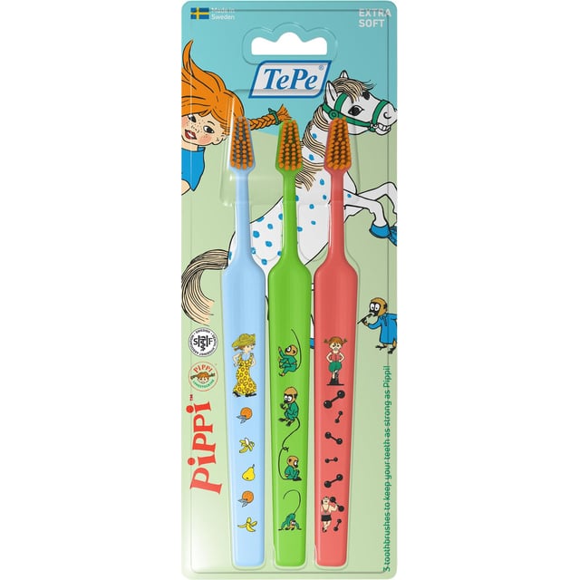 TePe Kids Pippi Extra Soft Tandborste 3-pack