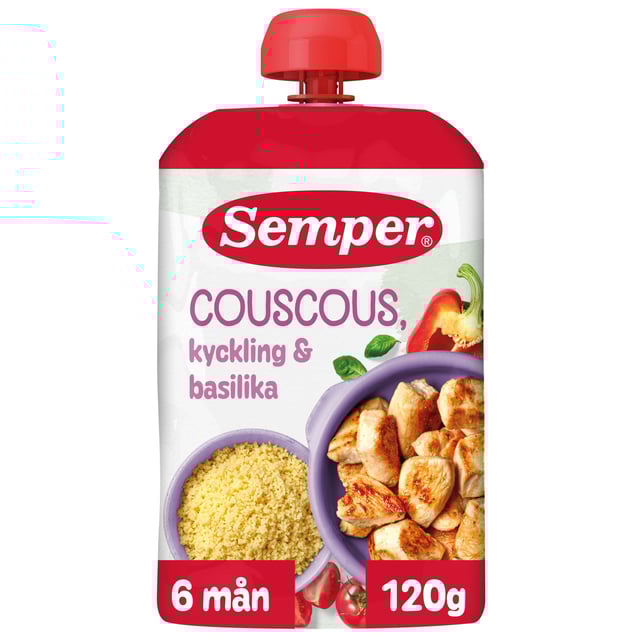 Semper Couscous Kyckling & Basilika 6 månader 120 g
