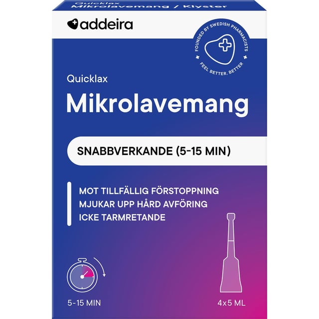 Addeira Quicklax Mikrolavemang mot förstoppning 4 x 5 ml