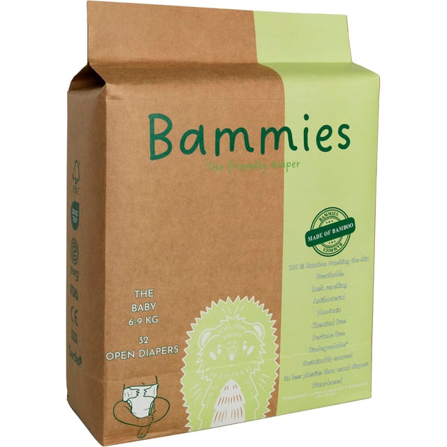 Bammies Blöjor Baby, 6-9 kg, 32st