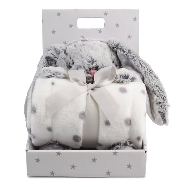 Carlo Baby Fleecefilt Grå Prick & Gosedjur Grå Kanin