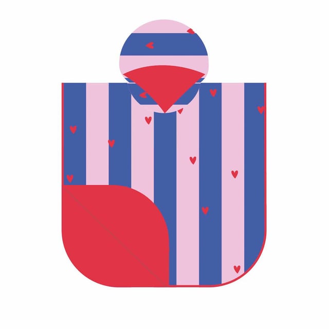 Quut Poncho Randig blå/rosa