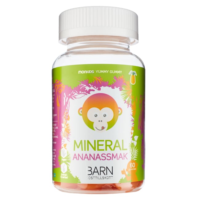Monkids Mineral Magnesium Barn Ananas 60 gummies