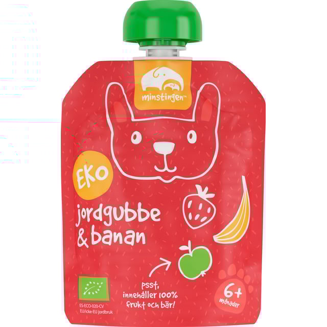 Minstingen Klämpåse banan/jordgubb 90 g