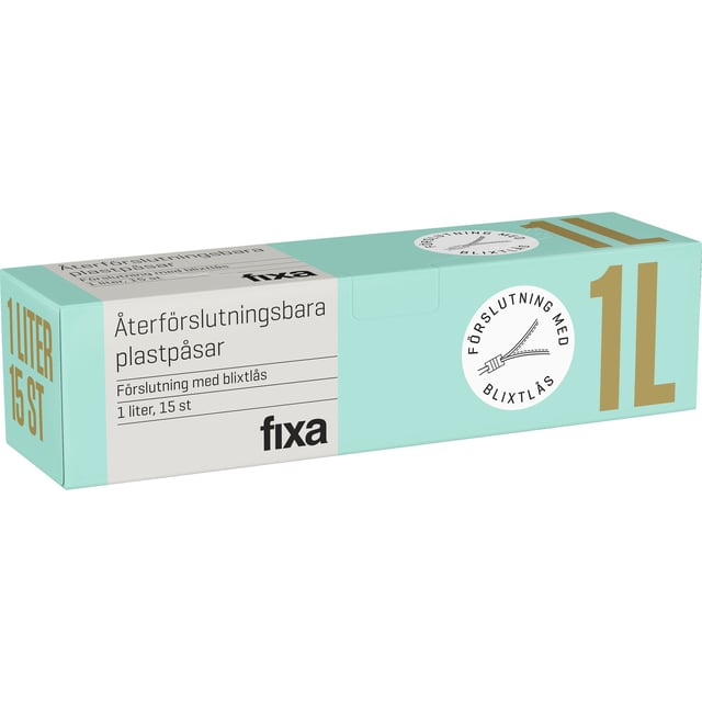Fixa Återförslutningsbara plastpåsar med zipper 1 l 15 st