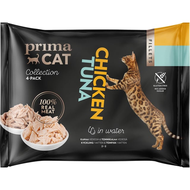 PrimaCat Fillets Kyckling i Vatten & Tonfisk i Vatten 200 g