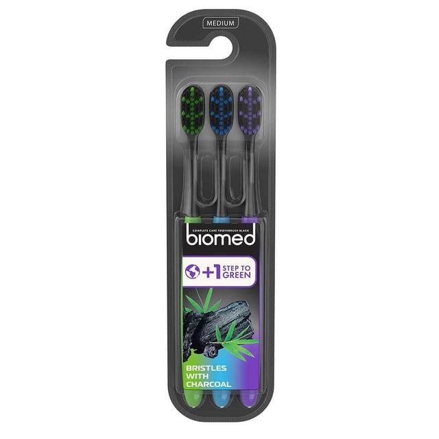 Biomed Charcoal Medium Tandborste 3 st