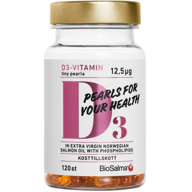 BioSalma D3-Vitamin 12,5ug Tiny Pearls 120 kapslar