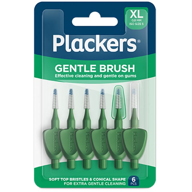 Plackers Gentle Brush Skonsam Mellanrumsborste Grön XL (0,8 mm) 6 st