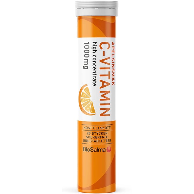 BioSalma C-vitamin 1000 mg Apelsin 20 brustabletter