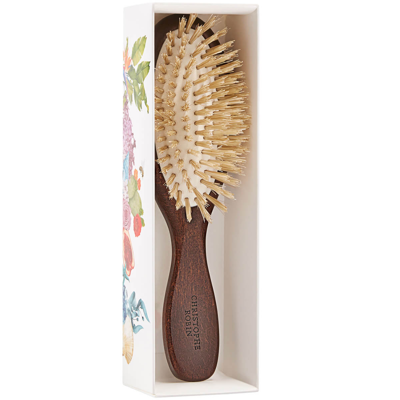 Christophe Robin Travel Hairbrush 100% Natural Boar-Bristle and Wood