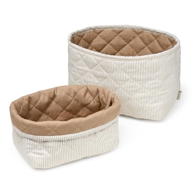 Cam Cam Copenhagen Quiltade Förvaringskorgar Classic Stripes Camel 2-pack