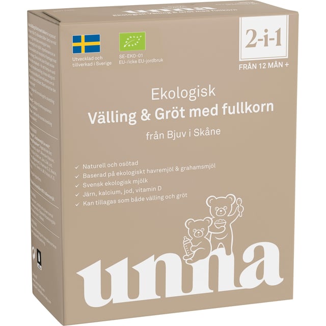 Unna Ekologisk Välling & Gröt med fullkorn från 12 mån 300 g