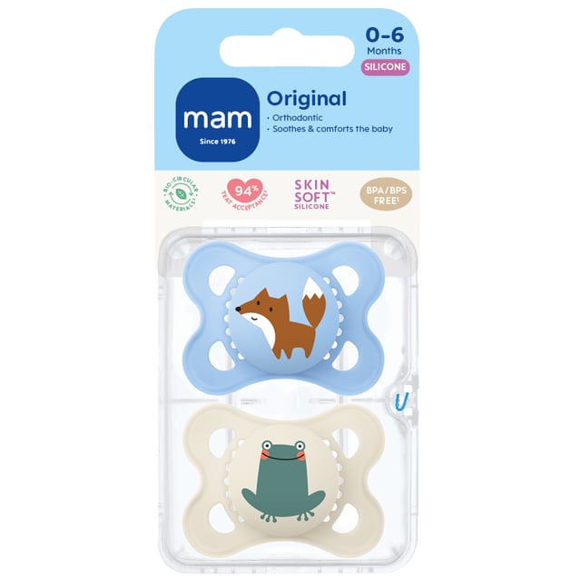 MAM Original Nappar 0-6 Månader Silikon 2 st - Olika färger
