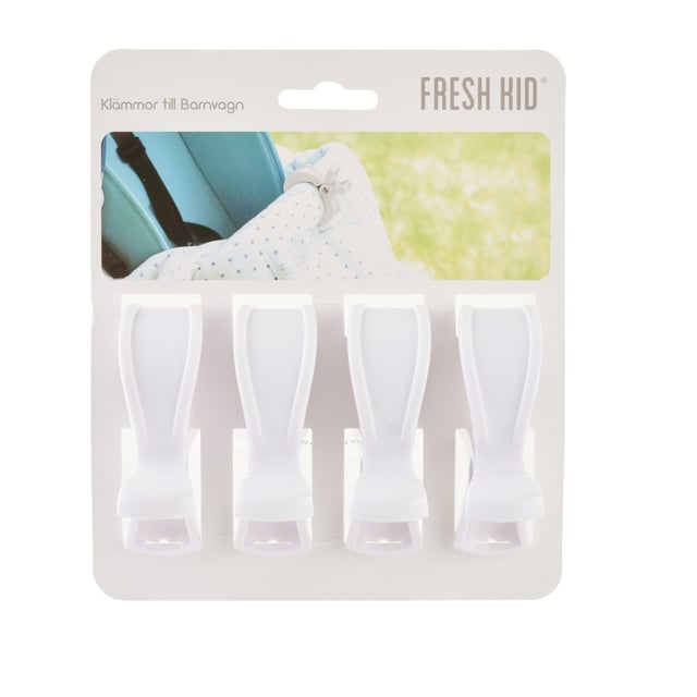 Fresh Kid Klämma till Barnvagn Vit 7cm 4 st
