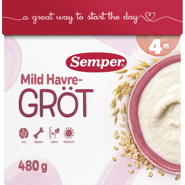 Semper Havregröt Mild & Naturell, 4 mån 480 g