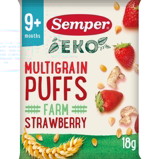 Semper Multigrain Puffs Strawberry EKO 18 g