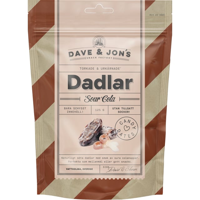 Dave & Jon´s Dadlar Sour Cola 125 g