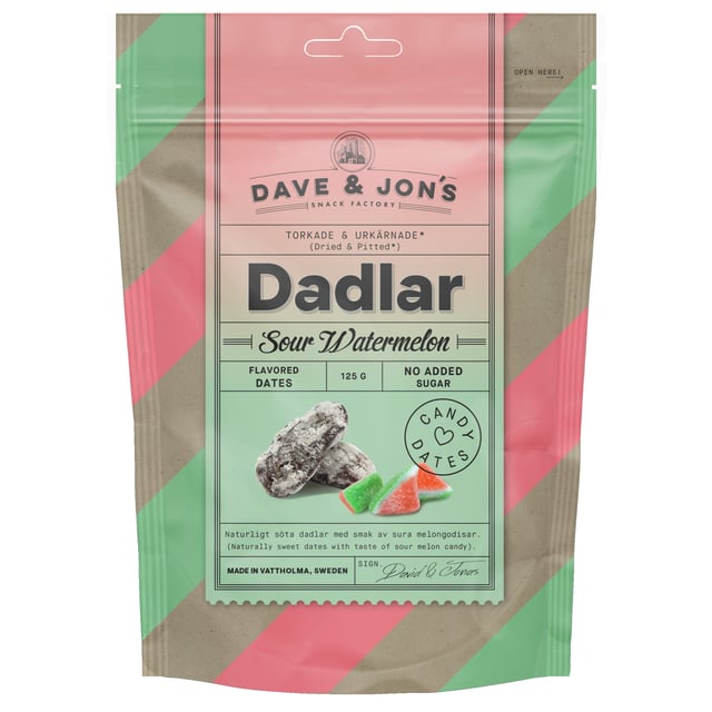 Dave & Jon´s Dadlar Sour Watermelon 125 g