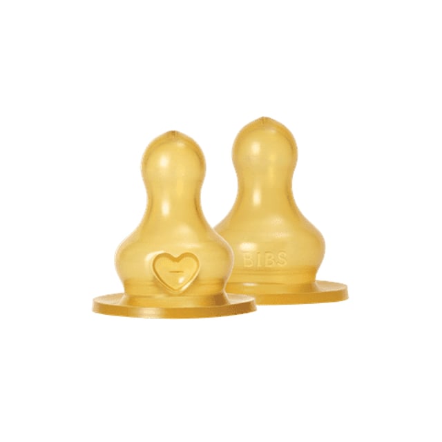 BIBS Baby Bottle Nipple Round Latex Slow Flow 2-pack