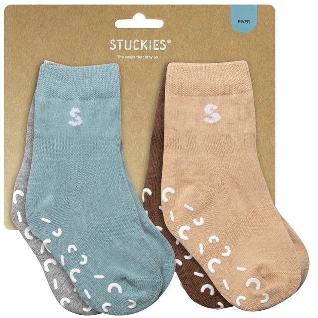Stuckies Strumpor i bomull River 22/24 Anti-Slip 4-pack