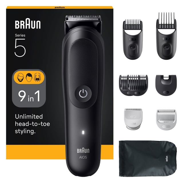 Braun Allt-in-One Series 5, 9in1 Grooming Kit, AIO5540, Svart