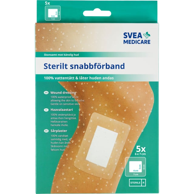 Svea Medicare 100% Vattentätt Sterilt Snabbförband 6 x 7 cm 5 st
