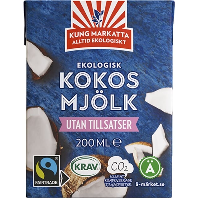 Kung Markatta Kokosmjölk KRAV Fairtrade 200 ml