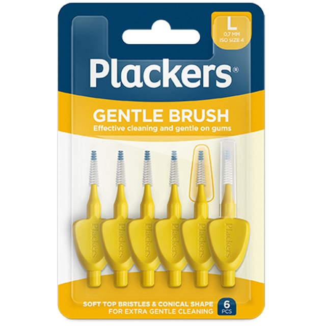 Plackers Gentle Brush Skonsam Mellanrumsborste Gul L (0,7 mm) 6 st