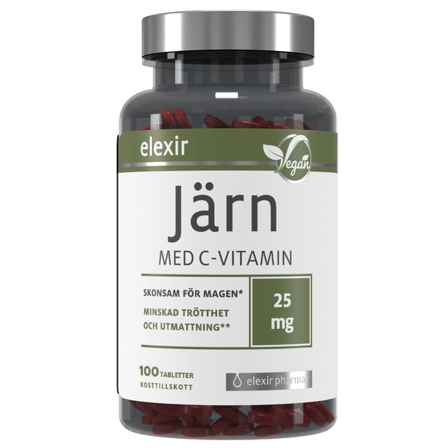 Elexir Pharma Järn Med C-vitamin Vegan 100 tabletter