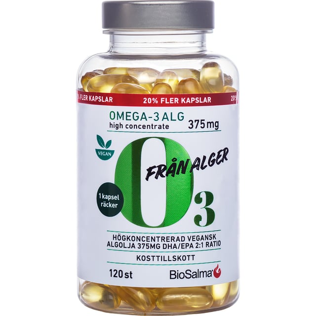 BioSalma Omega-3 Alg 375mg DHA/EPA 120 kapslar
